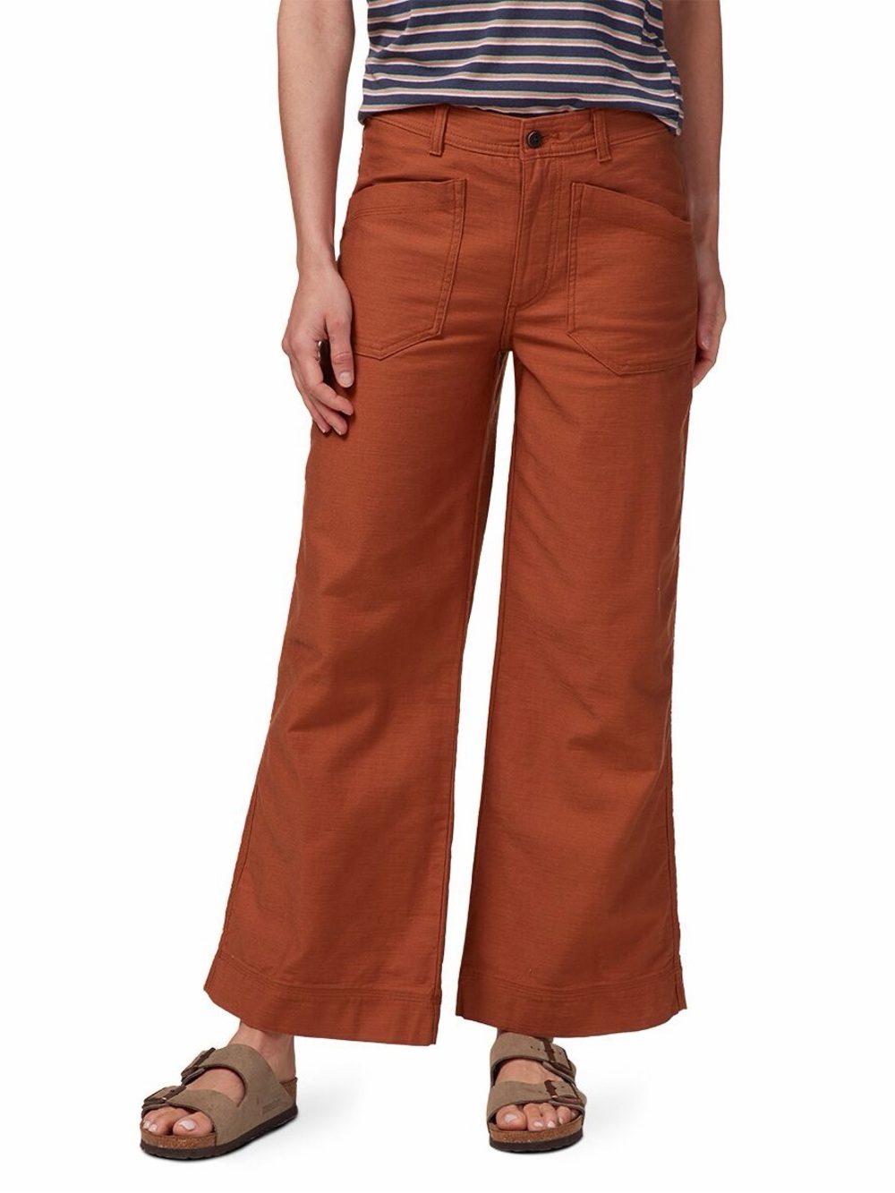 Patagonia 100% Organic Cotton Slub Woven Wide Leg Stand Up Pants 4 Brown Outdoor